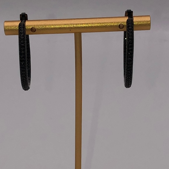 2ct Black Sapphire Hoops - Picture 6 of 14